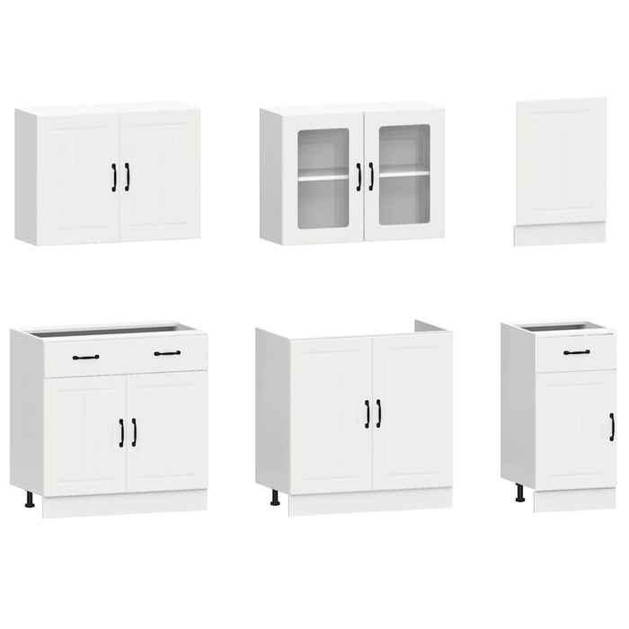 Set Mobili da Cucina 7 pz Kalmar Bianco Legno Multistrato 3314741