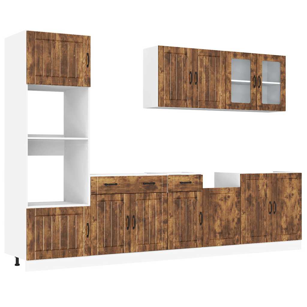vidaXL Set Mobili da Cucina 7 pz Lucca Rovere Fumo Legno Multistrato