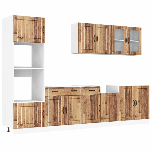 Set Mobili da Cucina 7 pz Kalmar Legno Vecchio in Truciolato 3314749