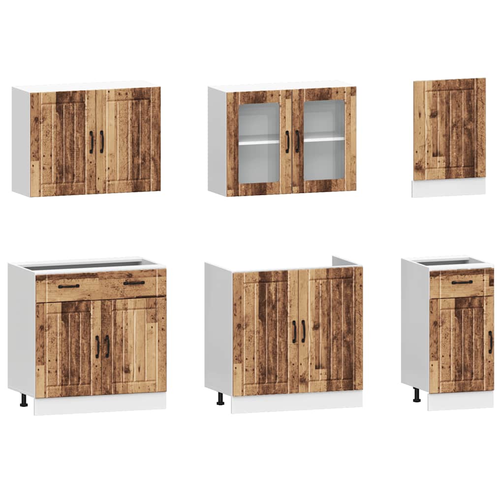 Set Mobili da Cucina 7 pz Kalmar Legno Vecchio in Truciolato 3314749