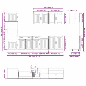 vidaXL Set Mobili da Cucina 7 pz Kalmar Rovere Artigianale Truciolato