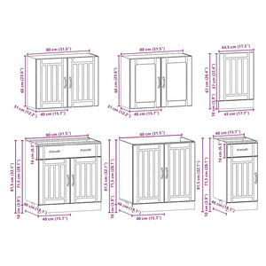 Set Mobili da Cucina 7 pz Kalmar Rovere Artigianale Truciolato 3314750