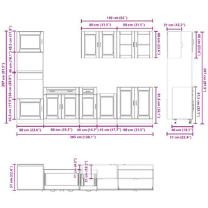 Set Mobili da Cucina 7 pz Porto Bianco Legno Multistrato 3314751