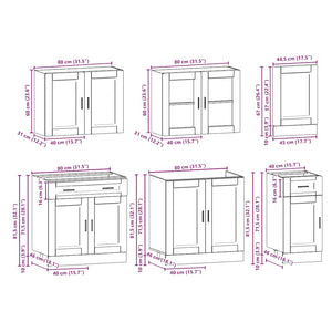 Set Mobili da Cucina 7 pz Porto Bianco Legno Multistrato 3314751