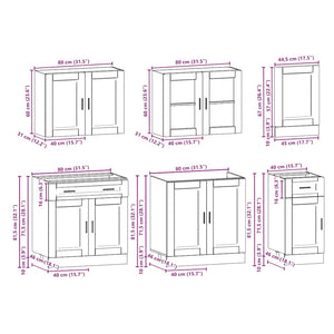 Set Mobili da Cucina 7 pz Porto Neri Legno Multistrato 3314752