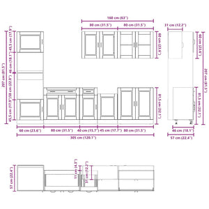 Set Mobili da Cucina 7 pz Kalmar Bianchi Lucido in Truciolato 3314753