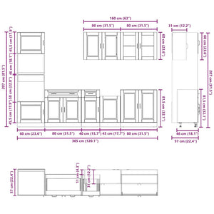 Set Mobili da Cucina 7 pz Kalmar Rovere Artigianale Truciolato