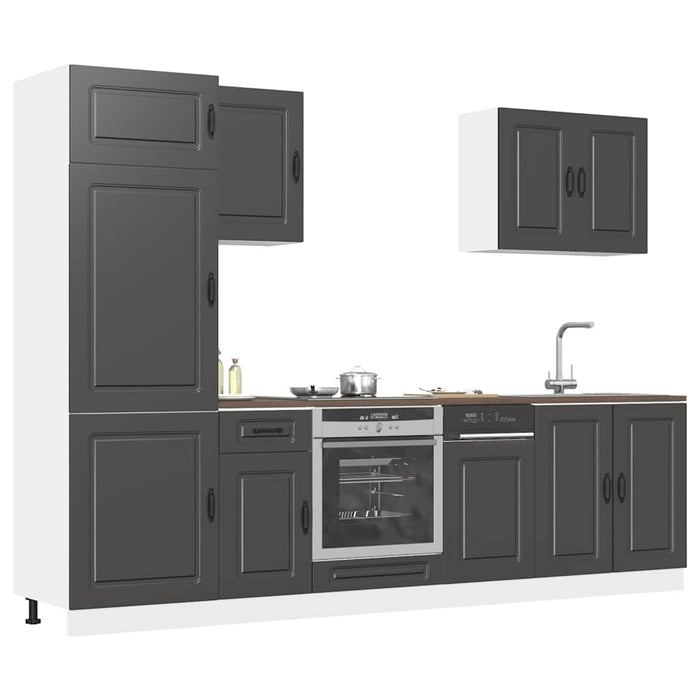 Set Mobili da Cucina 7 pz Kalmar Neri Legno Multistrato 3314762