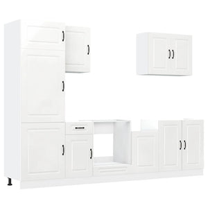 Set Mobili da Cucina 7 pz Kalmar Bianchi Lucido in Truciolato