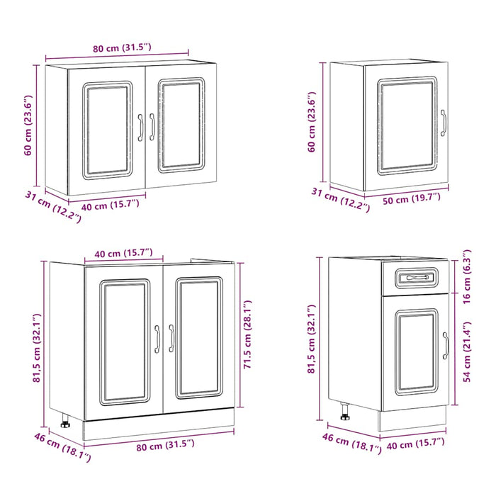 vidaXL Set Mobili da Cucina 7 pz Kalmar Grigio Cemento in Truciolato