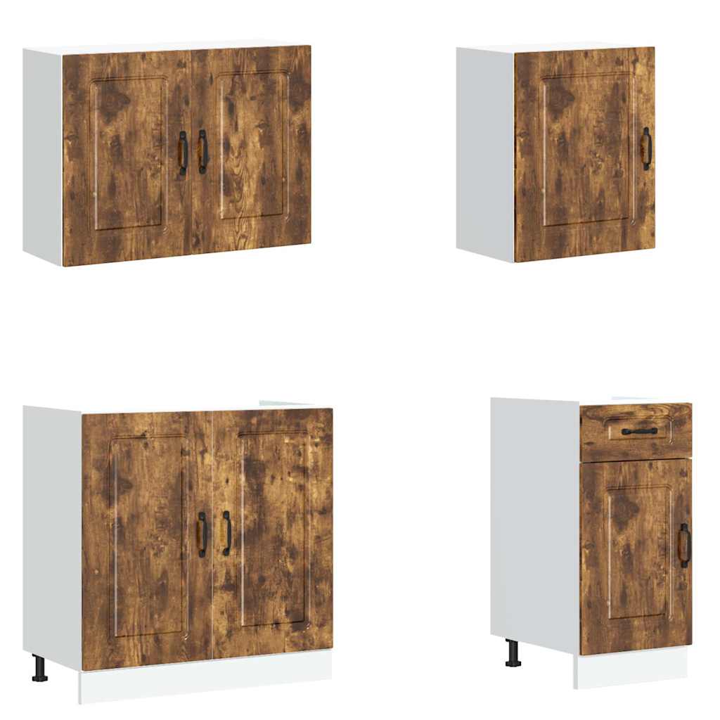 Set Mobili da Cucina 7 pz Kalmar Rovere Fumo Legno Multistrato 3314766