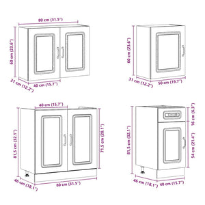 vidaXL Set Mobili da Cucina 7 pz Kalmar Rovere Fumo Legno Multistrato