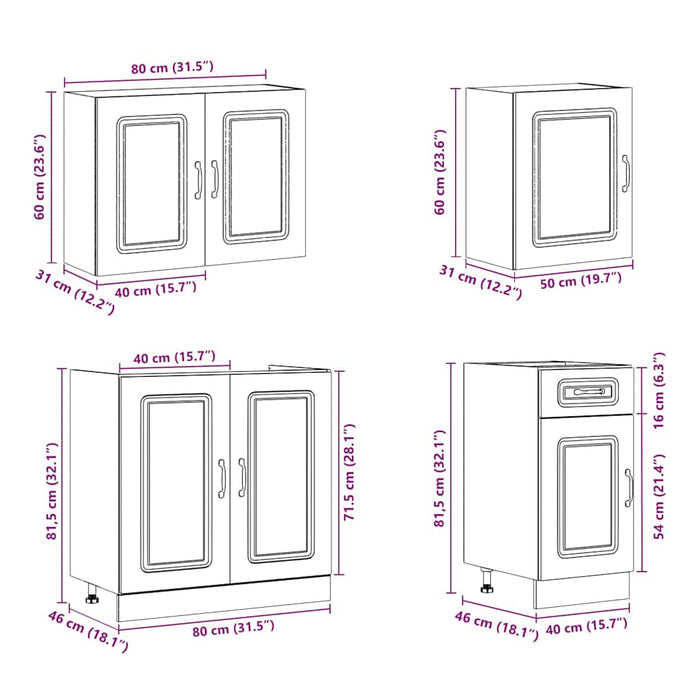vidaXL Set Mobili da Cucina 7 pz Kalmar Rovere Fumo Legno Multistrato
