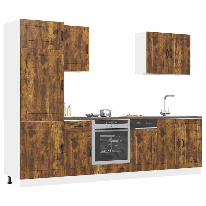 Set Mobili da Cucina 7 pz Kalmar Rovere Fumo Legno Multistrato 3314766