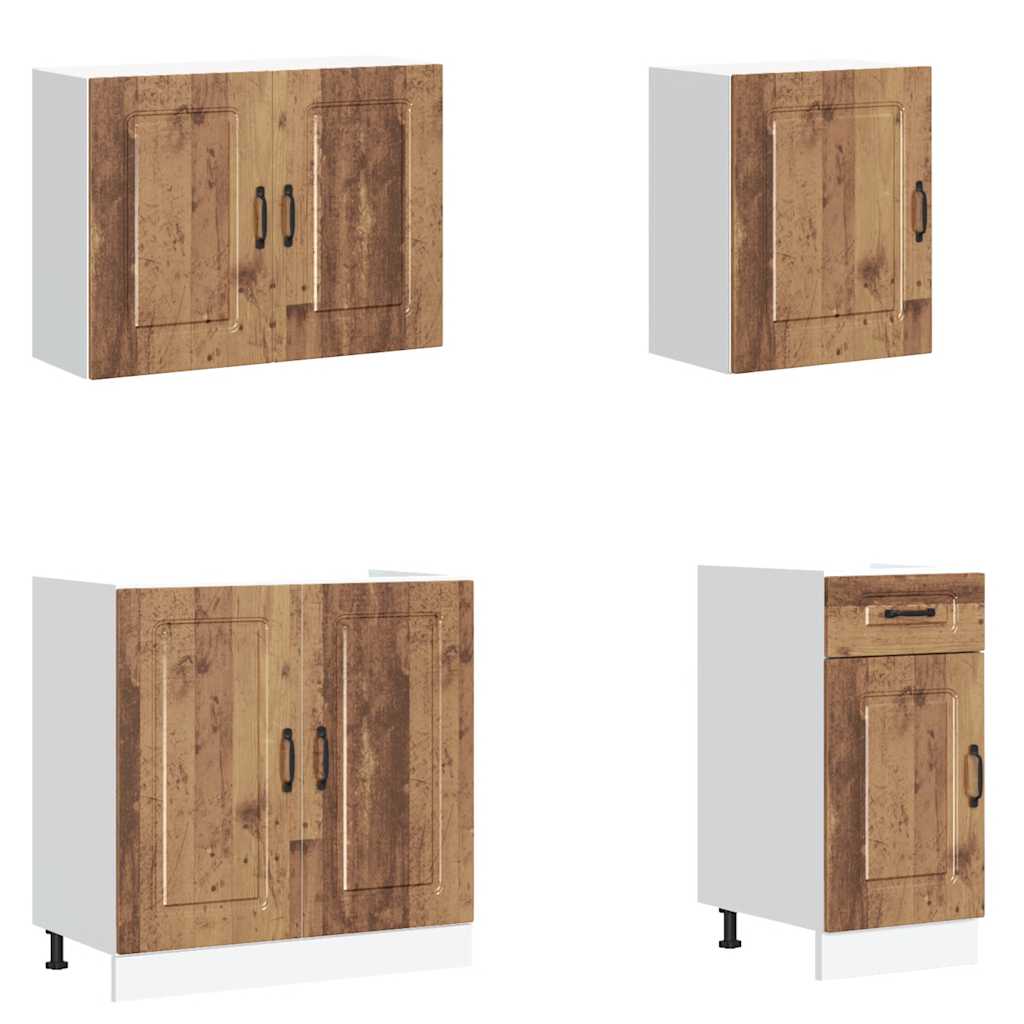 Set Mobili da Cucina 7 pz Kalmar Legno Vecchio in Truciolato