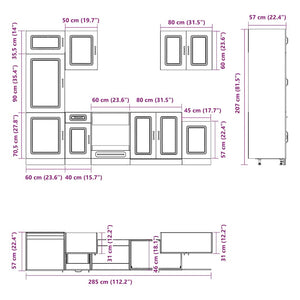 Set Mobili da Cucina 7 pz Kalmar Legno Vecchio in Truciolato 3314769