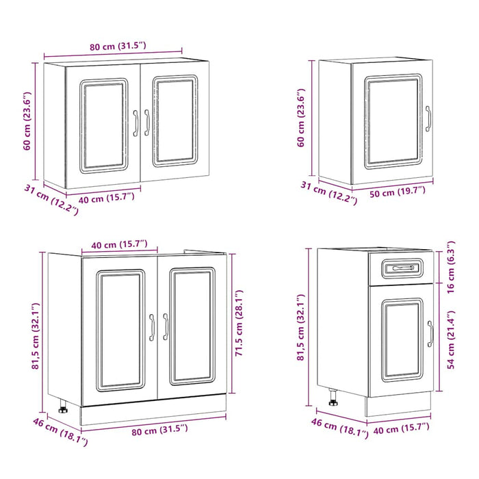 vidaXL Set Mobili da Cucina 7 pz Kalmar Rovere Artigianale Truciolato