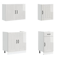 Set Mobili da Cucina 7 pz Lucca Bianchi Lucido in Truciolato 3314773