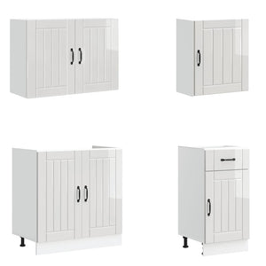 Set Mobili da Cucina 7 pz Lucca Bianchi Lucido in Truciolato 3314773