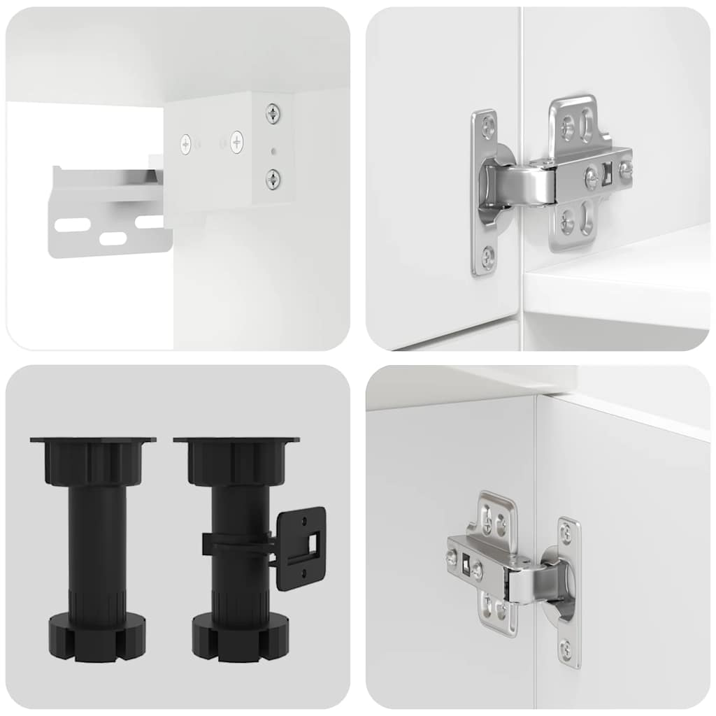 Set Mobili da Cucina 7 pz Lucca Bianchi Lucido in Truciolato 3314773