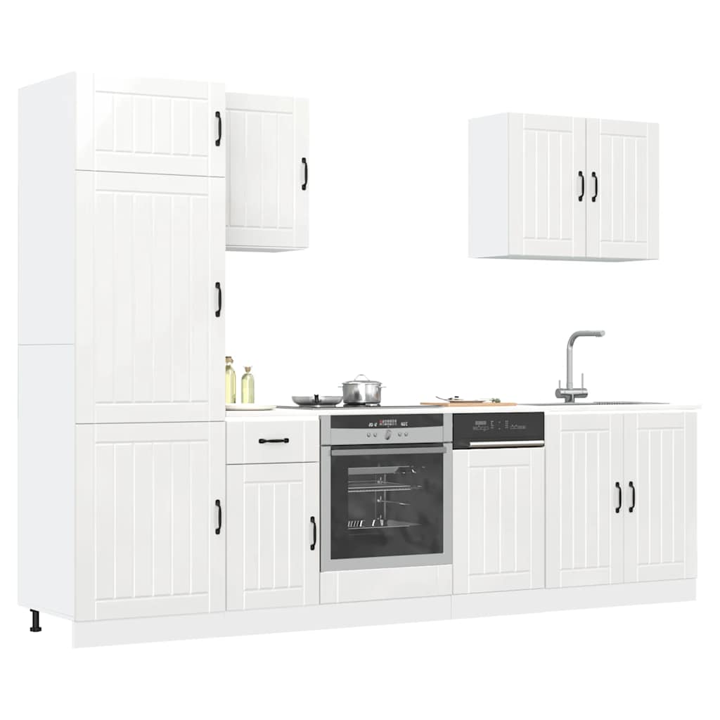 vidaXL Set Mobili da Cucina 7 pz Lucca Bianchi Lucido in Truciolato