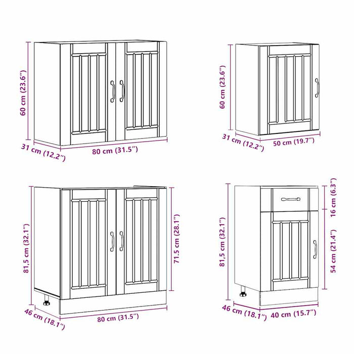 Set Mobili da Cucina 7 pz Lucca Rovere Sonoma in Truciolato 3314774