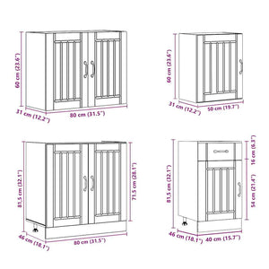 vidaXL Set Mobili da Cucina 7 pz Lucca Rovere Fumo Legno Multistrato