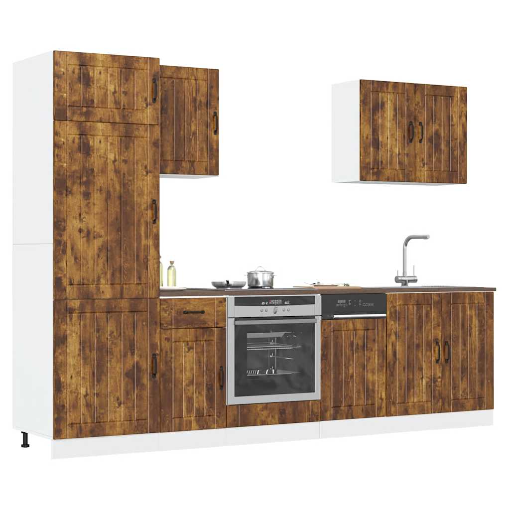 vidaXL Set Mobili da Cucina 7 pz Lucca Rovere Fumo Legno Multistrato