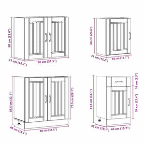vidaXL Set Mobili da Cucina 7 pz Lucca Legno Vecchio in Truciolato