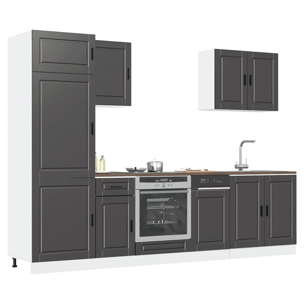 Set Mobili da Cucina 7 pz Porto Neri Legno Multistrato 3314782