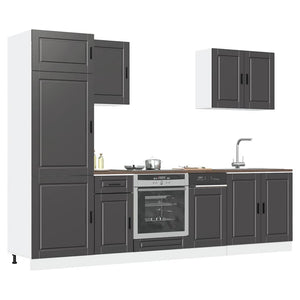 Set Mobili da Cucina 7 pz Porto Neri Legno Multistrato 3314782
