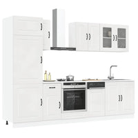 vidaXL Set Mobili da Cucina 8 pz Kalmar Bianchi Lucido in Truciolato