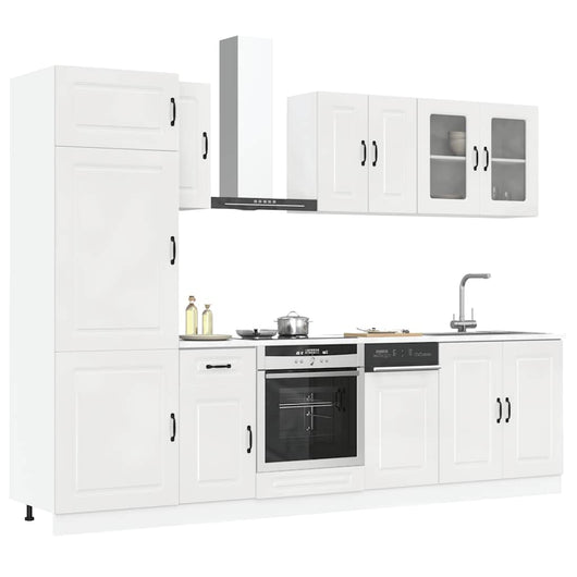 vidaXL Set Mobili da Cucina 8 pz Kalmar Bianchi Lucido in Truciolato