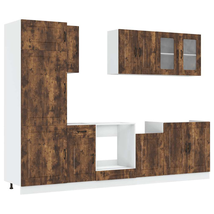 Set Mobili da Cucina 8 pz Kalmar Rovere Fumo Legno Multistrato