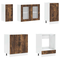 Set Mobili da Cucina 8 pz Kalmar Rovere Fumo Legno Multistrato