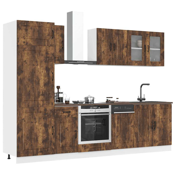 Set Mobili da Cucina 8 pz Kalmar Rovere Fumo Legno Multistrato 3314796