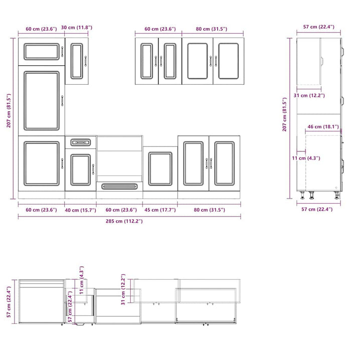 Set Mobili da Cucina 8 pz Kalmar Grigio Sonoma in Truciolato 3314797