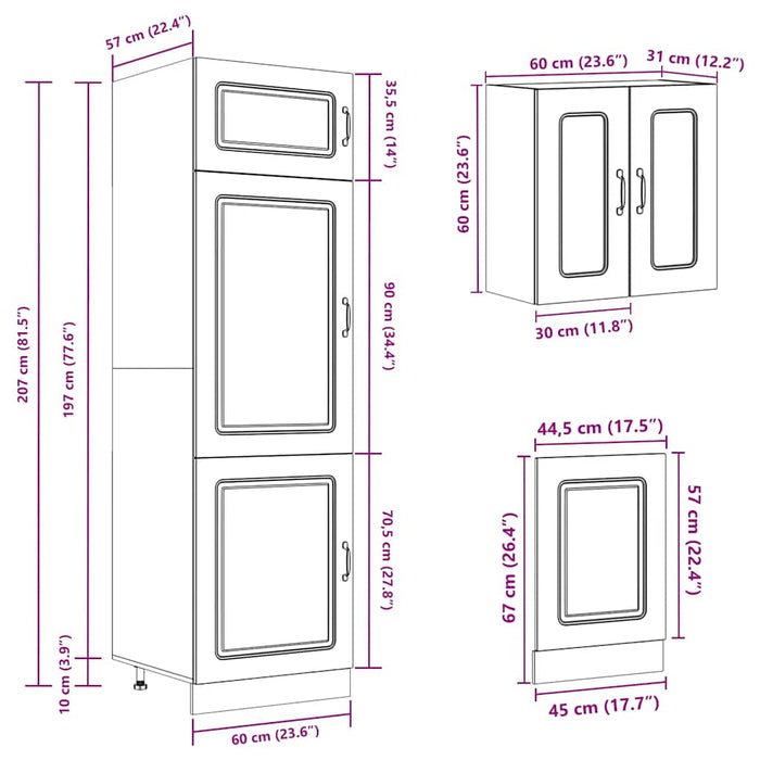 Set Mobili da Cucina 8 pz Kalmar Grigio Sonoma in Truciolato