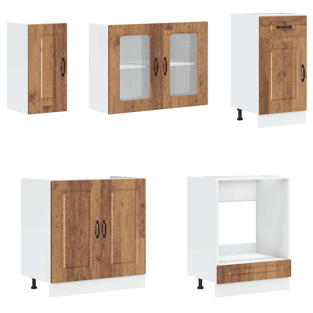 Set Mobili da Cucina 8 pz Kalmar Legno Vecchio in Truciolato 3314799