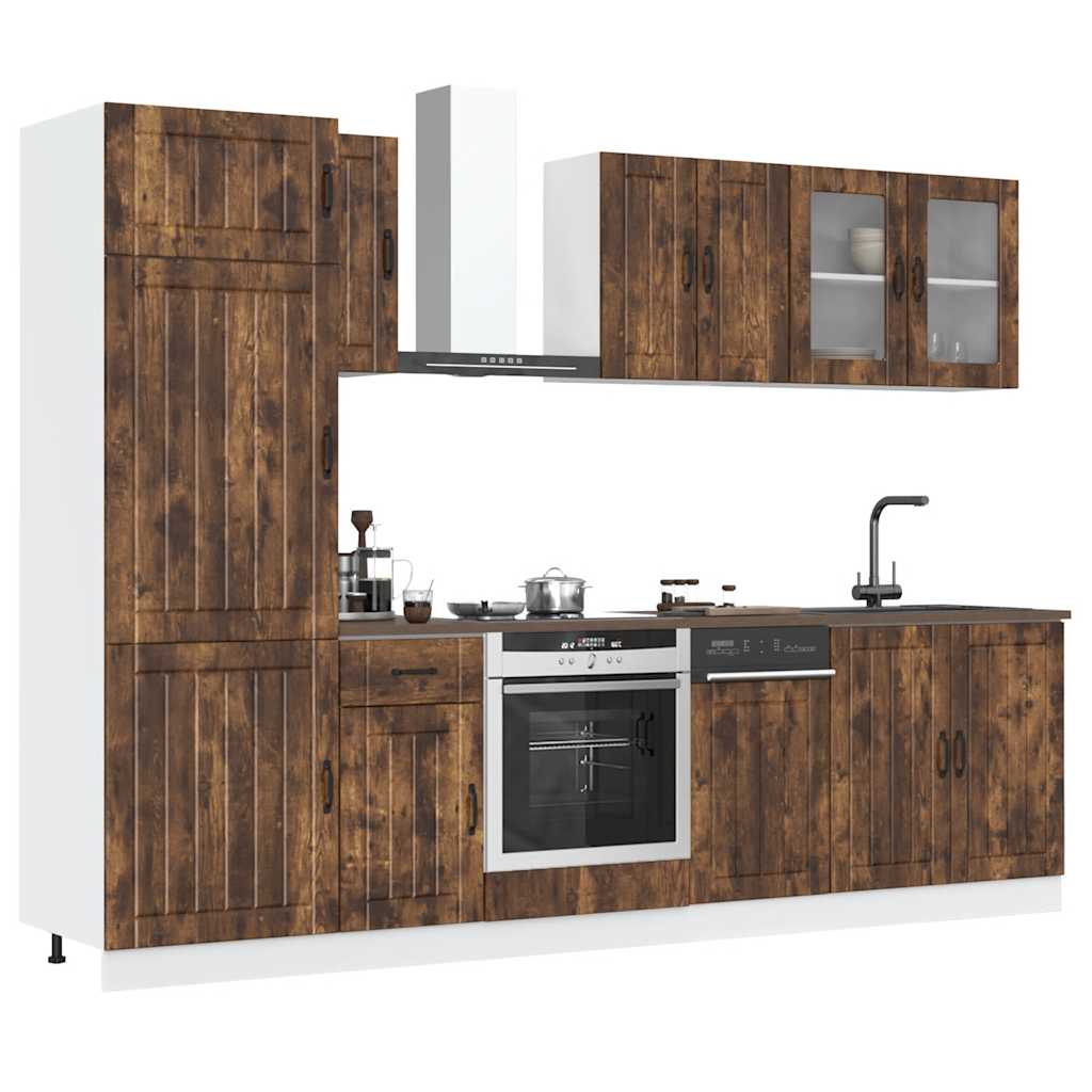 Set Mobili da Cucina 8 pz Lucca Rovere Fumo Legno Multistrato 3314806