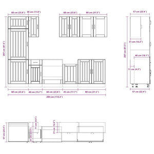 Set Mobili da Cucina 8 pz Kalmar Legno Vecchio in Truciolato 3314809