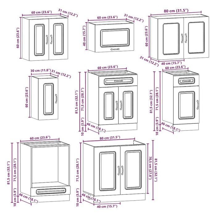 vidaXL Set Mobili da Cucina 8 pz Kalmar Bianco Legno Multistrato