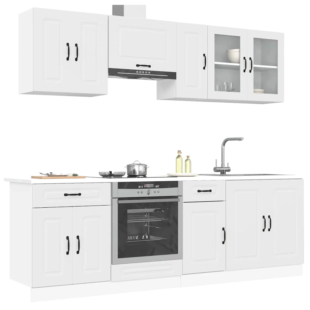 vidaXL Set Mobili da Cucina 8 pz Kalmar Bianco Legno Multistrato