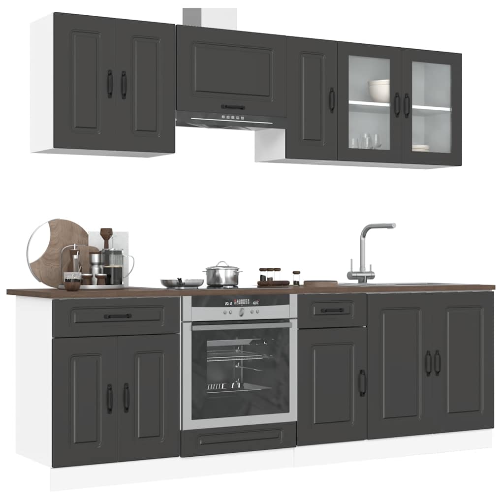 vidaXL Set Mobili da Cucina 8 pz Kalmar Neri Legno Multistrato