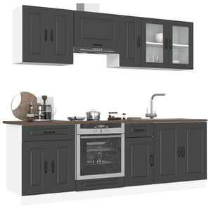 vidaXL Set Mobili da Cucina 8 pz Kalmar Neri Legno Multistrato
