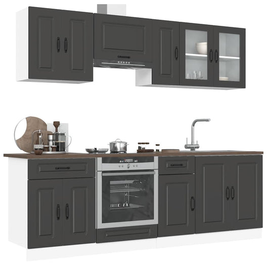vidaXL Set Mobili da Cucina 8 pz Kalmar Neri Legno Multistrato