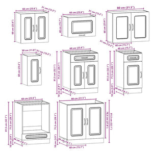 Set Mobili da Cucina 8 pz Kalmar Bianchi Lucido in Truciolato 3314823