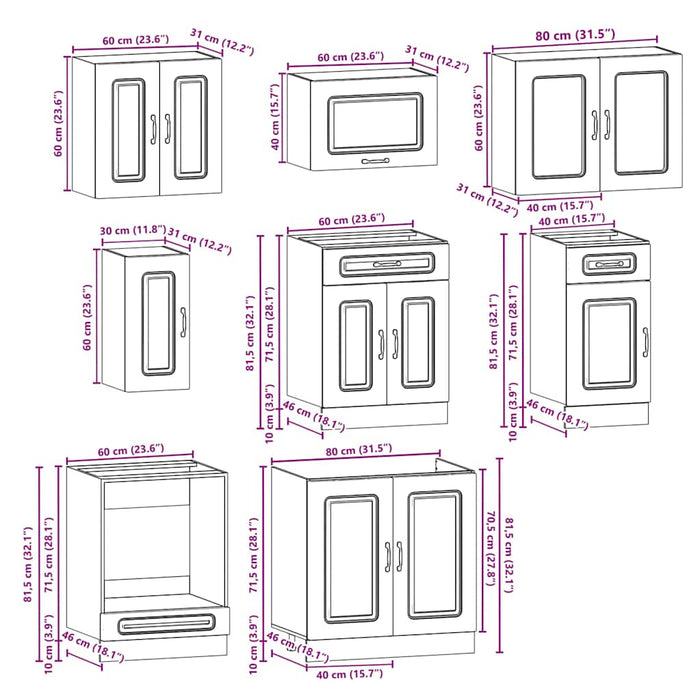 Set Mobili da Cucina 8 pz Kalmar Rovere Sonoma in Truciolato