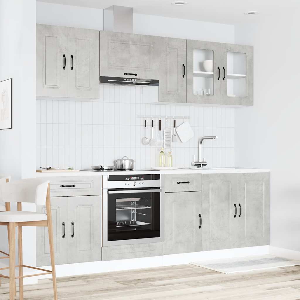 Set Mobili da Cucina 8 pz Kalmar Grigio Cemento in Truciolato