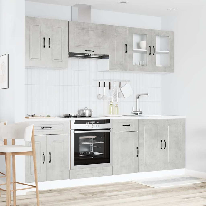 Set Mobili da Cucina 8 pz Kalmar Grigio Cemento in Truciolato